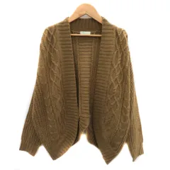 アースミュージック&エコロジー EARTH MUSIC & ECOLOGY ニットカーディガン ミドル丈 前開き ケーブル編み ウール混 オーバーサイズ F キャメル /YK36