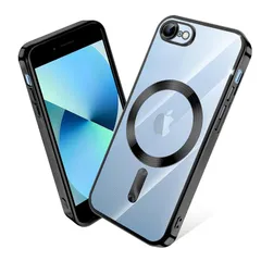 iPhone SE 第2世代 第3世代 ケース MagSafe対応 クリア iPhone 8 7 ケース メッキ加工 アイフォン SE3 SE2 スマホケース 耐衝撃 TPU ワイヤレス充電対応 いpほね se3/se2/8/7 カバー ストラップホール付き 