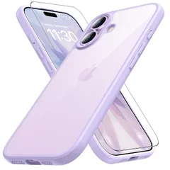 iPhone17 用 ケース ペールパープル 耐衝撃 ガラスフィルム付き アイフォン17 用 ケース 米軍MIL規格 耐久性 黄ばみ防止 アイホン17 用 スマホケース ワイヤレス充電対応 SGS認証 あいほん17対応 あいふぉん17 用 カバー 6.3インチ