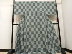 平和屋着物●上質な紬　絞り　市松文　鈴乃屋扱い　正絹　逸品　AABD9865ph