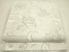 平和屋着物○上質な小紋 藍 型染め 流水草花籬文 鬼しぼ縮緬 正絹 逸品