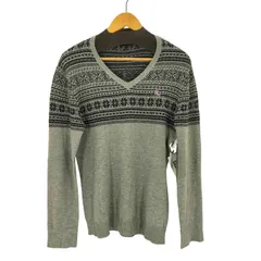 バーバリーブラックレーベル BURBERRY BLACK LABEL ノルディック柄 ホースロゴ刺繍Vネックニット メンズ JPN：2 