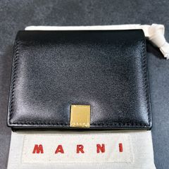 極美品 国内タグ付】マルニ 三つ折り財布 メンディング 黒 付属品完備