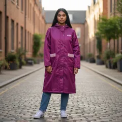 FILA フィラ ロングコート ベンチコート スポーツ観戦 通勤通学 アウトドア 道行・雨コート ポリエステル ピンク【中古】 レディース