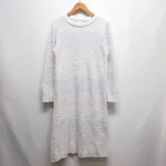ジェラートピケ gelato pique ルームウェア ボーダー柄 ニット ワンピース F 白×紫×ピンク 長袖 もこもこ 部屋着 パジャマ