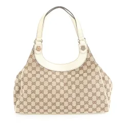 極美品 グッチ GG キャンバス レザー トート バッグ 肩掛け ショルダー ハンド 154982 ゴールド 金具 レディース ECE DB37-6【中古】