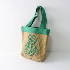 アンヌベッカー ANNE BECKER 小トートバッグ＼ベージュ グリーン ジュート 編み かごバッグ 鞄【2400014631050】