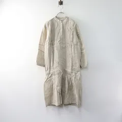 フォグリネンワーク fog linen work リトアニアリネン ピンタック ワンピース ｜ベージュ 長袖 バンドカラー【2400014711035】