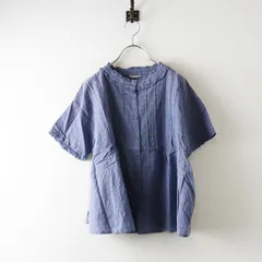 サマンサモスモス Samansa Mos2 SM2 フリルピンタックブラウス F‖ブルー系 トップス チェック柄 半袖 シャツ 前開き【2400014707472】