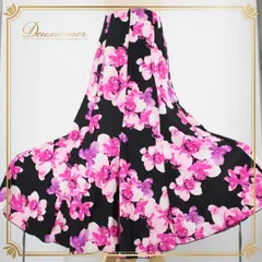 社交ダンス 衣装 スタンダード スカート レッスンウェア 女性用 オールシーズン ブラック系 ピンク系 花柄 黒 練習着 かわいい ポップ フレアスカート エレガント おしゃれ 可愛い デザイン 伸縮性 ダンス用 コスチューム フラワープリント 春夏 秋冬