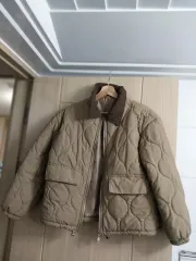 ベージュ キルティング ジャケット コーデュロイ カラ