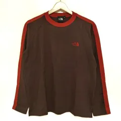 THE NORTH FACE(ノースフェイス) 長袖Tシャツ サイズS メンズ - ダークブラウン×赤茶 クルーネック