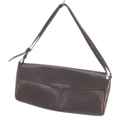 【中古】ブルネロクチネリ BRUNELLO CUCINELLI ショルダーバッグ 横長 シルバー金具 ボルドー レザー イタリア製 ブルネロクチネリ BRUNELLO CUCINELLI ショルダーバッグ 横長 シルバー