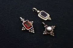 ◆アクセサリー03 天然石 シルバー ペンダントトップ◆アメジスト ガーネット パール/ネックレス/ヴィンテージ アンティーク (検)