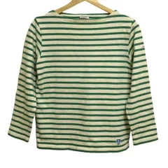 ORCIVAL(オーシバル) 長袖カットソー サイズ1 S レディース美品  - グリーン×白 クルーネック/ボーダー