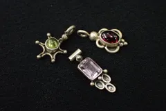 ◆アクセサリー04 天然石 シルバー ペンダントトップ◆アメジスト ガーネット ペリドット/ネックレス/ヴィンテージ アンティーク (検)