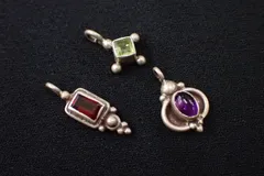 ◆アクセサリー05 天然石 シルバー ペンダントトップ◆アメジスト ガーネット ペリドット/ネックレス/ヴィンテージ アンティーク (検)