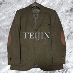 極美品 TEIJIN テイジン テーラードジャケット ヘリンボーン クルミ