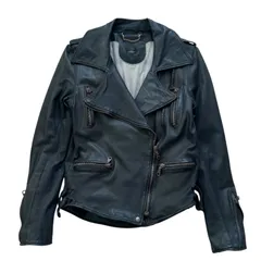 Sisii シシ 牛革 本革 レザージャケット ダブルライダースジャケット ブラック XS レディース