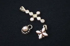 ◆アクセサリー08 天然石 シルバー ペンダントトップ◆パール 他/ネックレス/ヴィンテージ アンティーク (検)