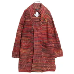 【新品タグ付】インゲボルグ★上質ニットコート はおりもの サイズ11 オレンジ系ミックス コサージュ付♪z16555