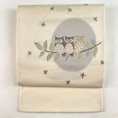 ⑥⑦④フクロウ 月 京袋帯 未使用品 楽天市場】京袋帯 WAKKA 麻 鬼火 グレー コウモリ 月 柳 蝙蝠 妖怪 夏