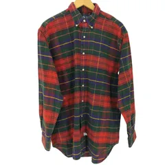 ラルフローレン RALPH LAUREN 90S 外付けタグ ポニー 刺繍 マルチカラー ボタンダウン L/S チェック フランネル シャツ メンズ import：M 