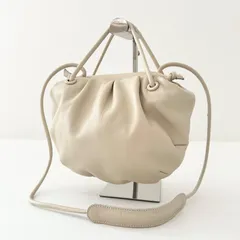 ear PAPILLONNER がま口 サークル ショルダーバッグ アイボリー 牛革 2WAY ハンドバッグ イアパピヨネ