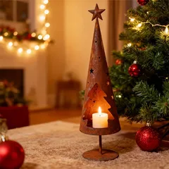クリスマス キャンドルホルダー キャンドルスタンド 鉄 クリスマスツリー型 ヴィンテージ風 レトロ アンティーク調 インテリア 装飾 パーティー リビング ダイニング オシャレ 可愛い 寝室 クリスマスデコレーション