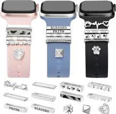 【数量限定】6 7 8 5 9 10 4 Ultra/Series バンド用 3 Watch Apple 2 アクセサリー 腕時計バンド 1 飾り DIY / おしゃれ かわいい SE キラキラ ダイヤ風 SE2 メタル シルバー 対応 セット 13/11個 
