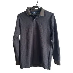 ZM1665 Munsingwear マンシングウェア ボーダー柄長袖ポロシャツ ブラウン メンズ Mサイズ