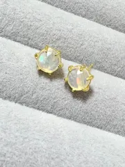 再販★5mm 宝石質エチオピア産オパールAAA- ピアス　SILVER925製・18KGP仕上げ　天然石　つけっぱなし