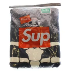 SUPREME (シュプリーム) 21AW Hanes Bones Thermal Crew 1 Pack ヘインズ ボーンプリント サーマル クルーネック 長袖Tシャツ カットソー ブラック