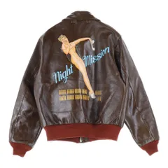 Buzz Rickson's (バズリクソンズ) A2 HAND PAINT night mission ハンドペイントレザージャケット ジップアップジャケット 42-18775-P ブラウン