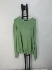 ポロ ラルフローレン Vネック ニット ピマ コットン グリーン L