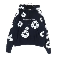 READY MADE (レディメイド) 22AW ×DENIM TEARS COTTON WREATH HOODIE デニムティアーズ リース フラワープリント ロゴ刺繍 スウェット プルオーバーパーカー ブラック RE-DT-BK-00-00-08