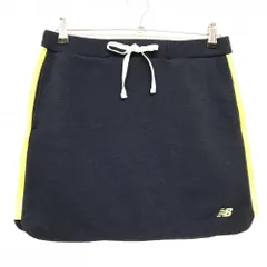 【美品】ニューバランスゴルフ スカート ネイビー×白 サイドライン ロゴ刺しゅう  レディース 2(L) ゴルフウェア New Balance
