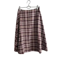 ZM1665 SCAPA スキャパ チェック柄スカート パープル ブラウン レディース 38サイズ