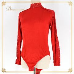 社交ダンス 衣装 レオタード レッド系 チャコット Chacott 赤 レース