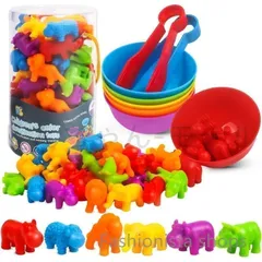 【新品?未使用】 子供用カラフル動物分類おもちゃセット動物のおもちゃのマッチングゲーム★仕分けボウル付き★幼児学習活動★教育的感覚運