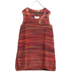 【新品タグ付】インゲボルグ★ニットチュニック ノースリーブ　サイズ9 ダークオレンジ系 コサージュ付♪z16559