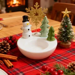 キャンドルホルダー キャンドルスタンド ロウソク置き クリスマス装飾 雪だるまと雪の結晶 クリスマスデコレーション インテリア 装飾 パーティー リビング ダイニング オシャレ 可愛い 寝室 インテリア雑貨 オブジェ 癒しグッズ