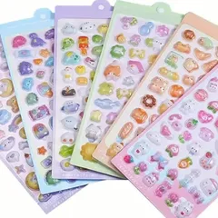 No.280 【2枚ランダム】ボンボンドロップ風シール　ぷっくり立体シール パステルカラー 2枚セット（ランダム）