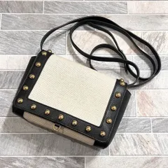 美品★ J&M Davidson ジェイアンドエム デヴィッドソン ショルダーバッグ キャンバス レザー スタッズ ブラック