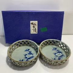 有田焼 透かし彫り 菓子鉢 お菓子皿 椿　[管理No.：I11154_F2_60]