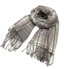 未使用品 ジルバイジルスチュアート JILL by JILLSTUART チェック ストール フリンジ ショール 大判 2023AW グレー ピンク F 125-3298005