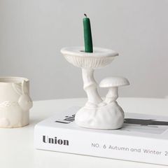 キャンドルホルダー キャンドルスタンド キノコ型 きのこ ホワイト セラミック インテリア 装飾 パーティー リビング ダイニング オシャレ ユニークデザイン 寝室 オブジェにも 棚装飾
