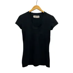 ザラ ZARA Tシャツ 半袖 Vネック 無地 コットン混 5927/057/800 M 黒 ブラック