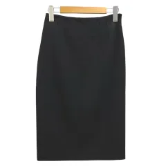 ラルフローレン RALPH LAUREN スカート タイトスカート ウール混 ミモレ丈 無地 0 黒 ブラック