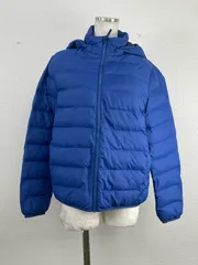 UNIQLO ユニクロ 160 メンズ ダウンジャケット ブルー　フード取り外し可能 20251030-0013